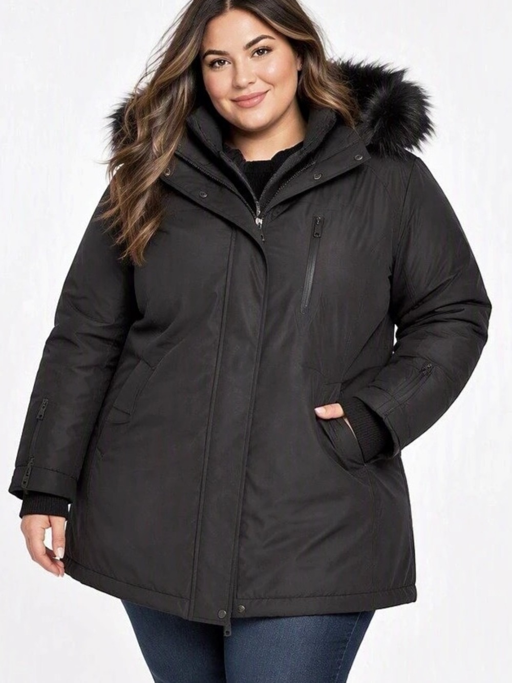 Addition Elle Black Puffer Jacket Size 2X